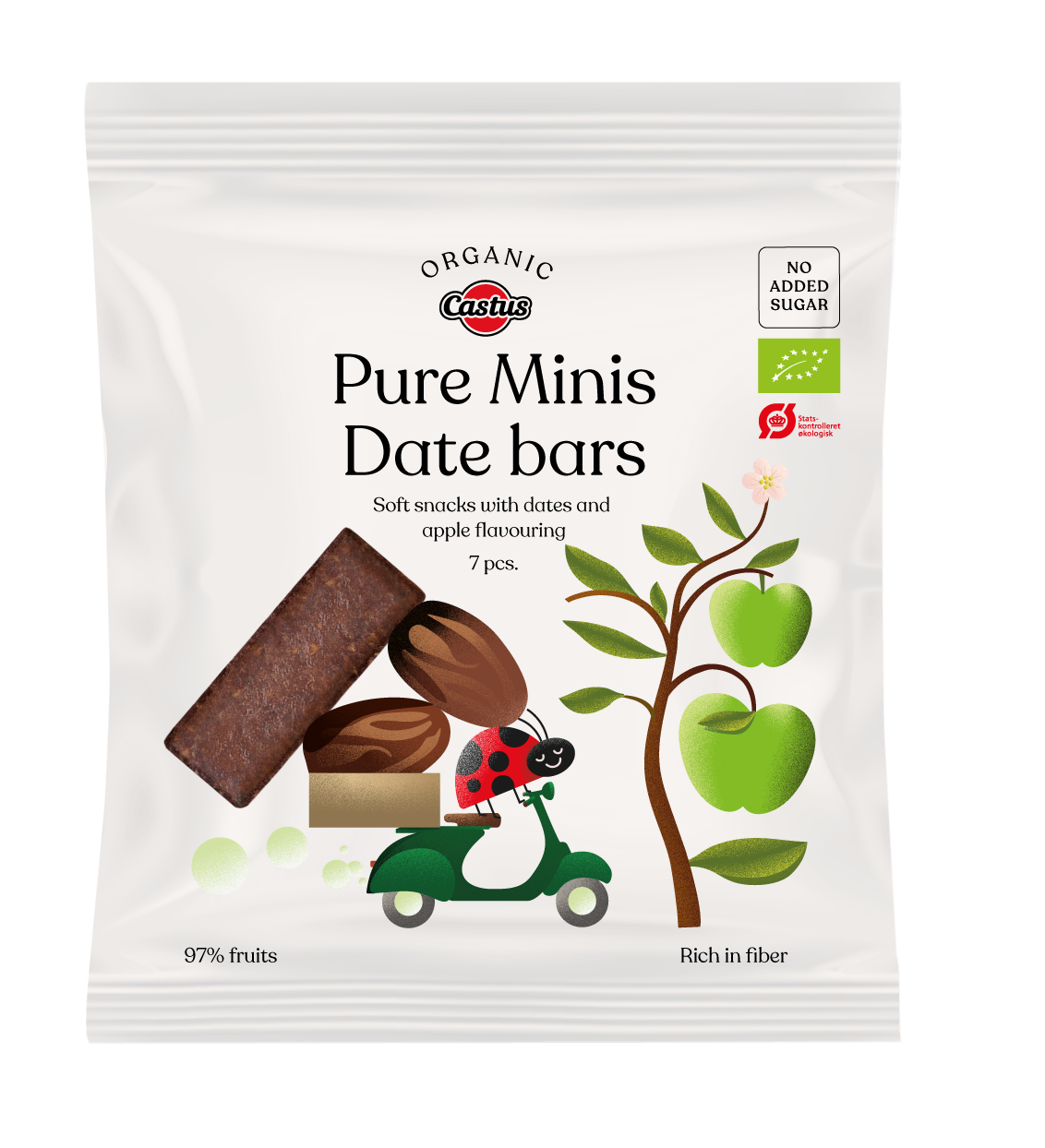 Pure Minis date bars med æble fra Castus.